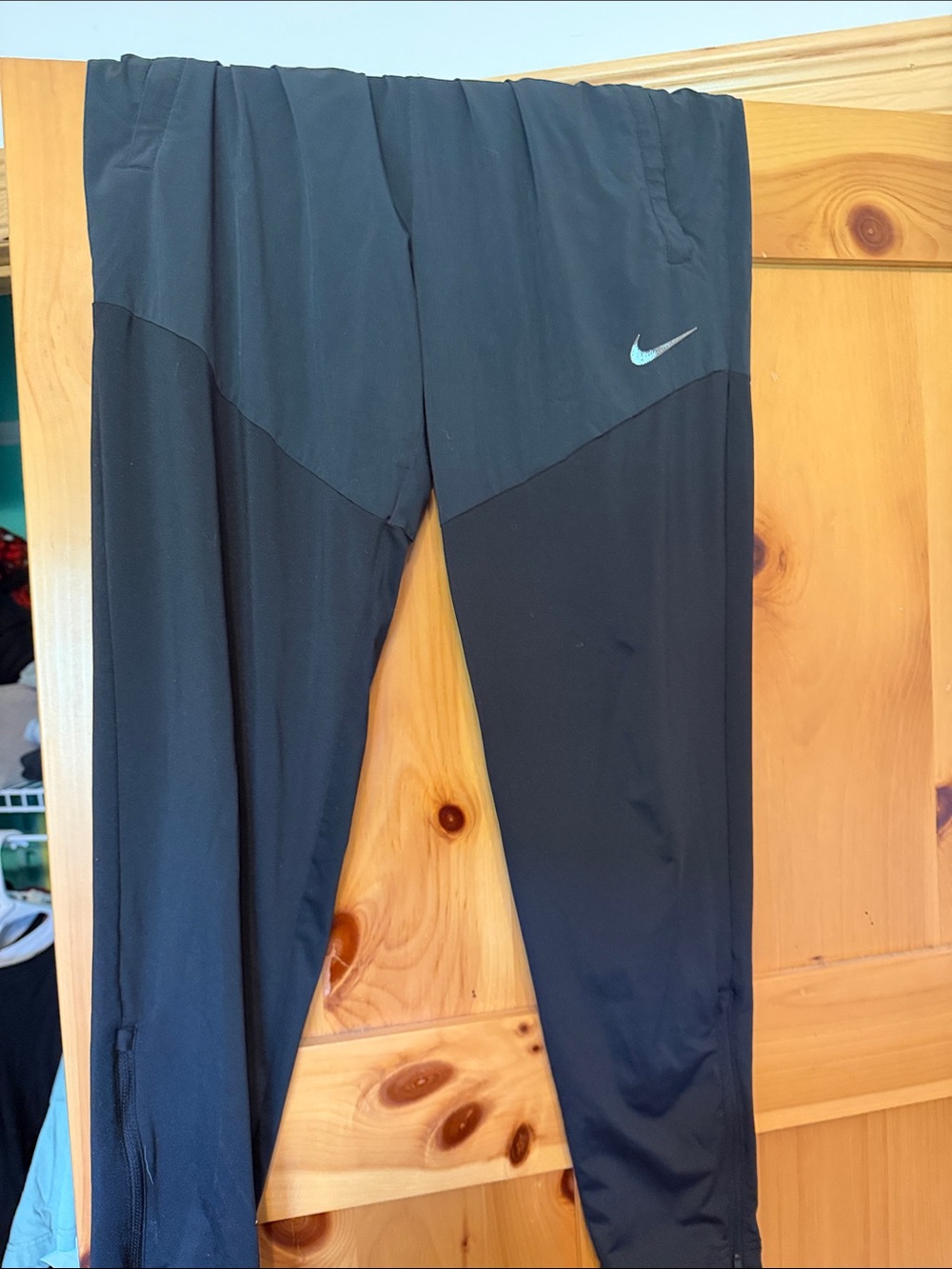 Nike Black Track Pants with Teal Swoosh